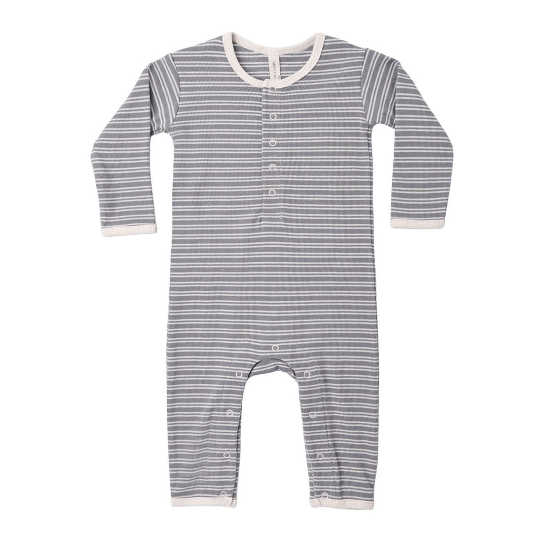 Quincy Mae Slate Microstripe Ribbed Baby Jumpsuit