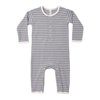 Quincy Mae Slate Microstripe Ribbed Baby Jumpsuit