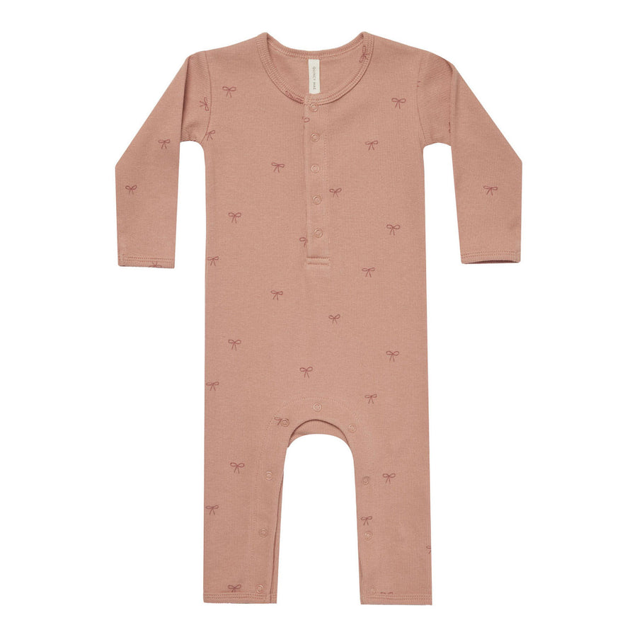 Quincy Mae Bows Ribbed Baby Jumpsuit