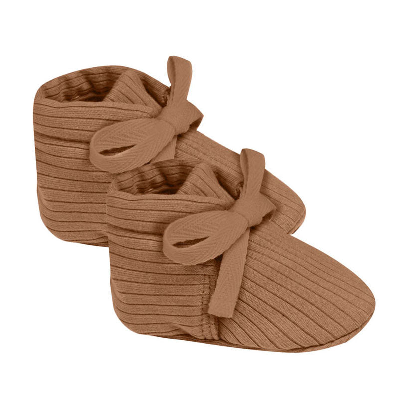 Quincy Mae Cinnamon Ribbed Baby Booties