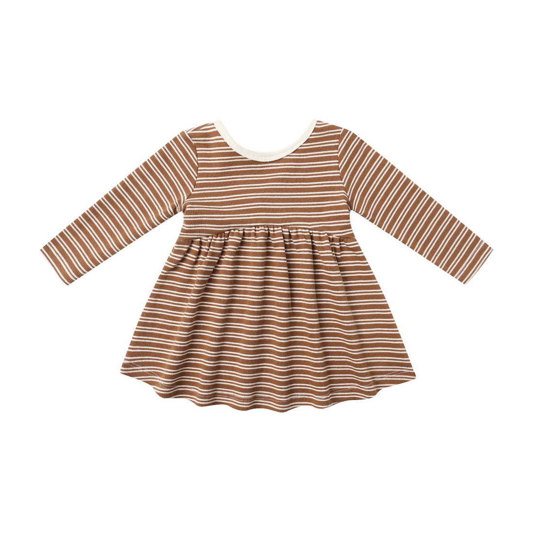 Quincy Mae Cedar Micro Stripe Ribbed Long Sleeve Dress