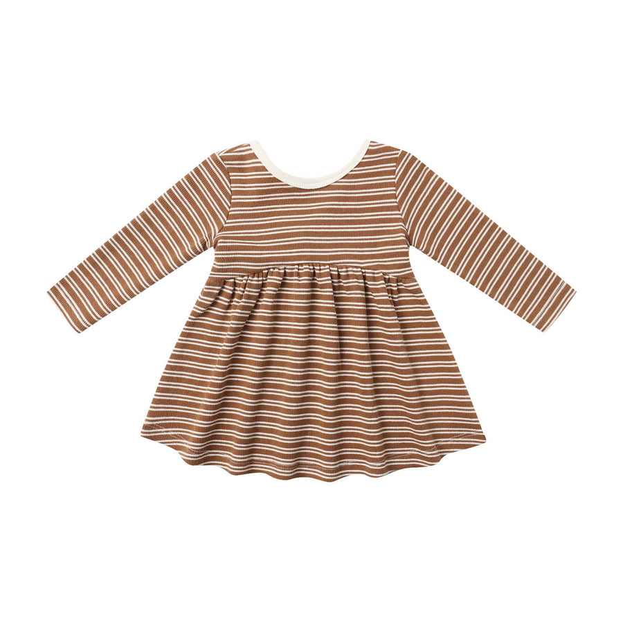 Quincy Mae Cedar Micro Stripe Ribbed Long Sleeve Dress