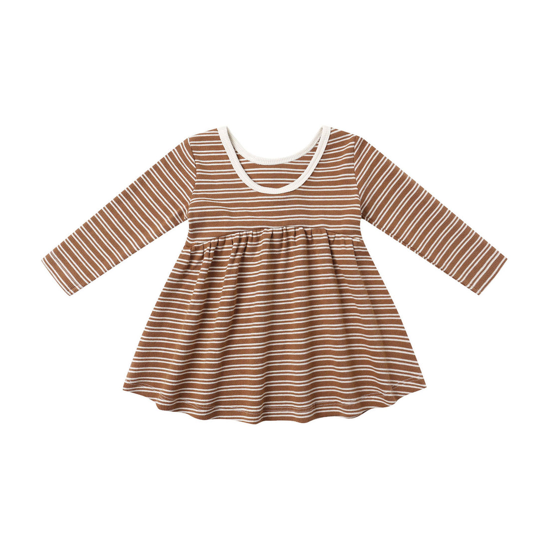 Quincy Mae Cedar Micro Stripe Ribbed Long Sleeve Dress
