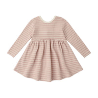 Quincy Mae Dusty Rose Microstripe Ribbed Long Sleeve Dress