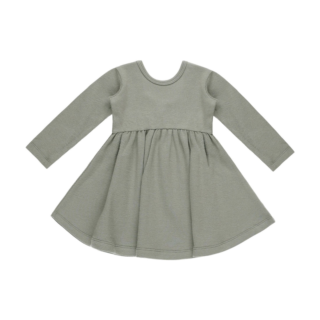 Quincy Mae Basil Ribbed Long Sleeve Dress