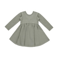 Quincy Mae Basil Ribbed Long Sleeve Dress