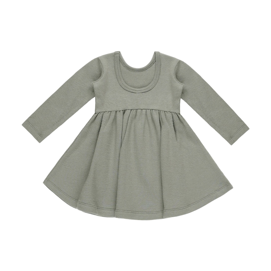 Quincy Mae Basil Ribbed Long Sleeve Dress
