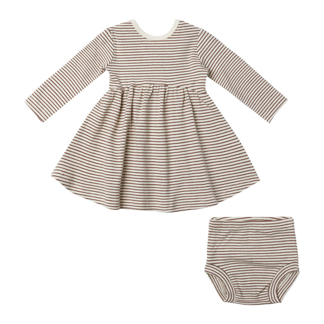 Quincy Mae Plum Stripe Ribbed Long Sleeve Dress