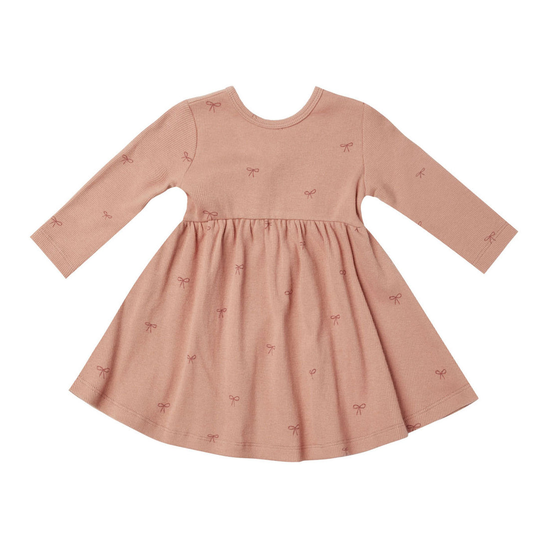 Quincy Mae Bows Ribbed Long Sleeve Dress