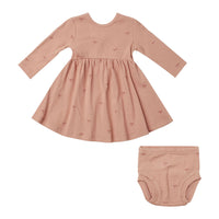 Quincy Mae Bows Ribbed Long Sleeve Dress