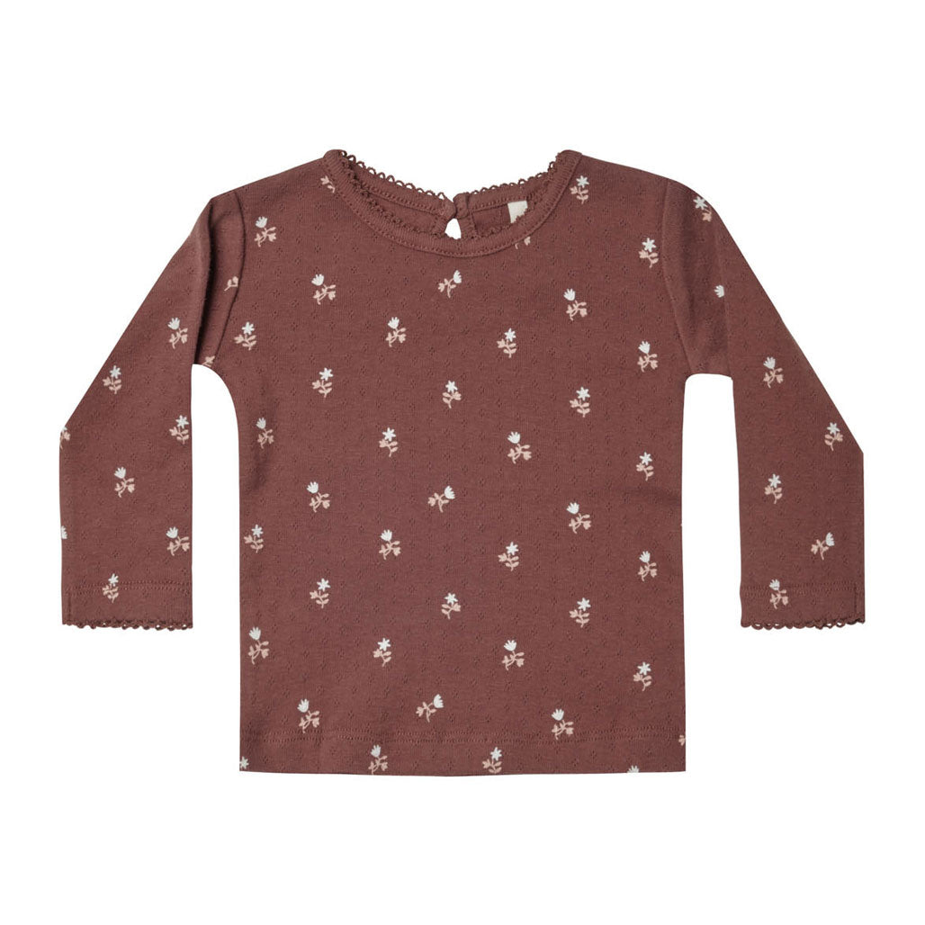 Quincy Mae Plum Fleur Pointelle Long Sleeve Tee