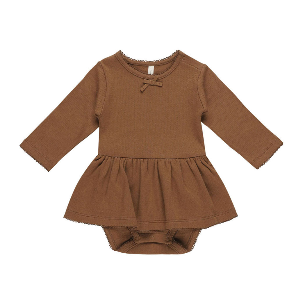 Quincy Mae Cinnamon Pointelle Skirted Bodysuit