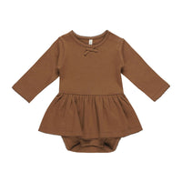 Quincy Mae Cinnamon Pointelle Skirted Bodysuit