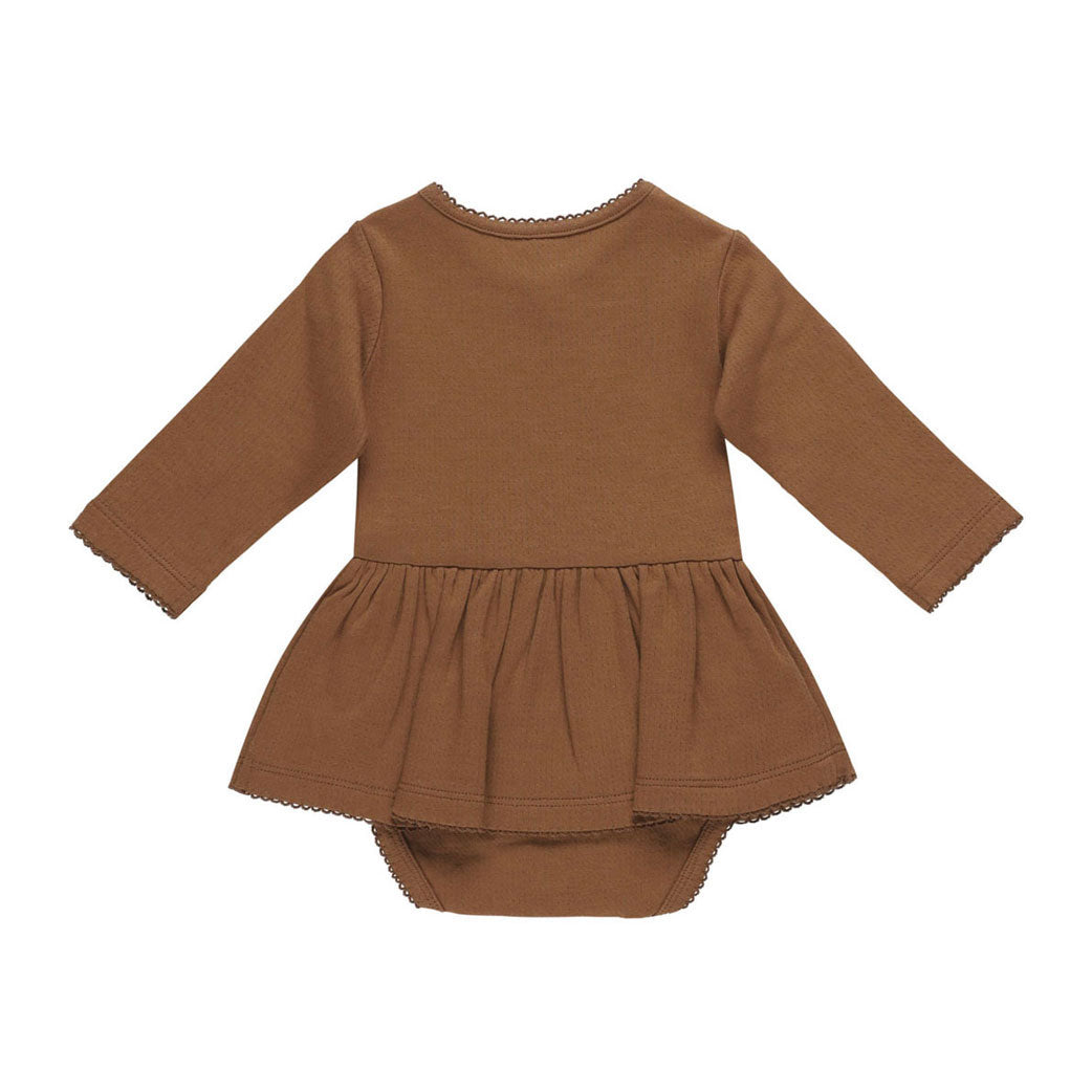 Quincy Mae Cinnamon Pointelle Skirted Bodysuit