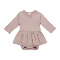 Quincy Mae Mauve Pointelle Skirted Bodysuit