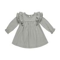 Quincy Mae Dusty Blue Long Sleeve Flutter Dress