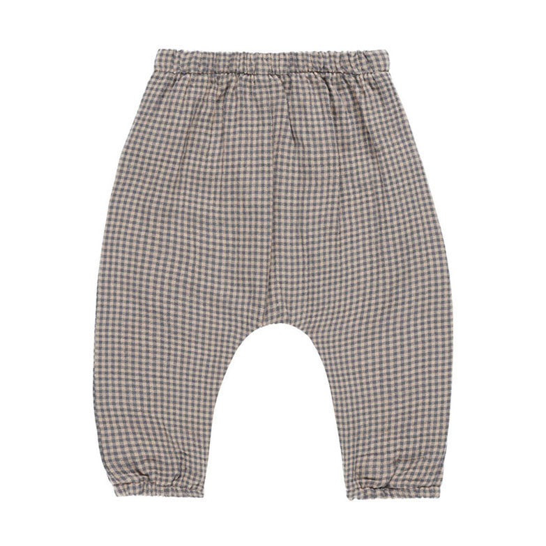 Quincy Mae Indigo Gingham Woven Pant