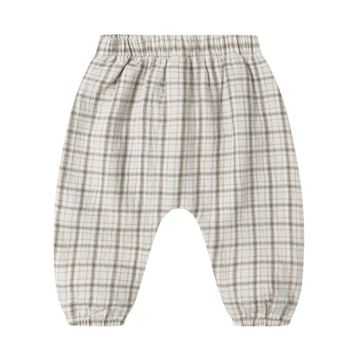 Quincy Mae Blue Plaid Woven Pant