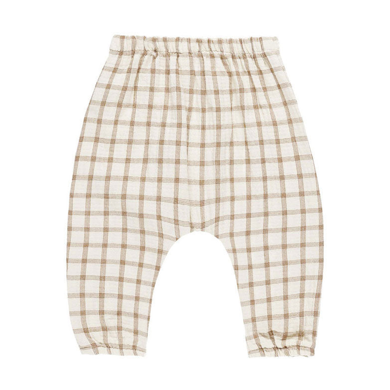 Quincy Mae Cinnamon Plaid Woven Pant