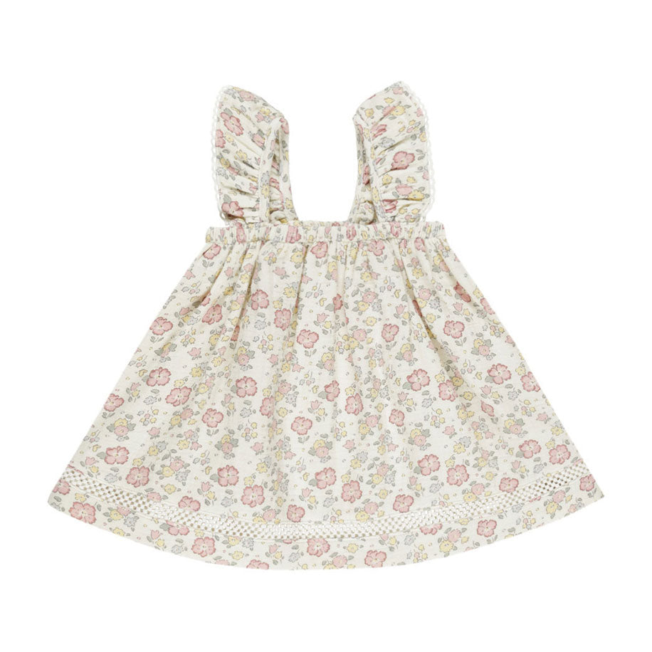 Quincy Mae Ivory Bloom Ruffled Tank Dress