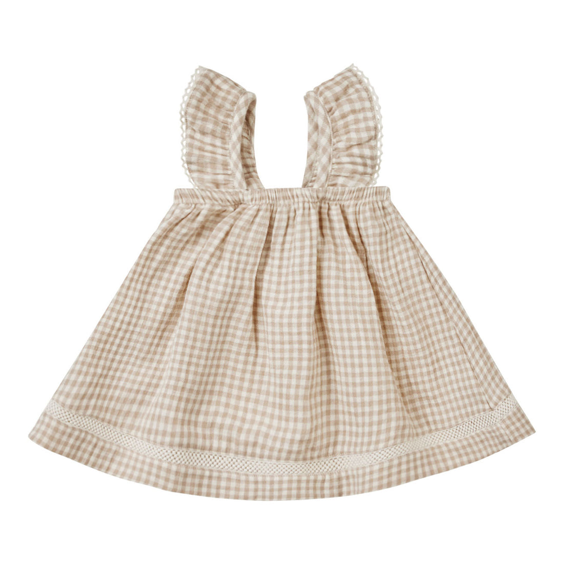 Quincy Mae Oat Gingham Ruffle Tank Dress