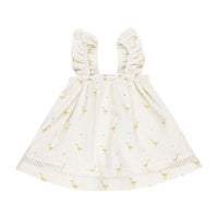 Quincy Mae Ivory Geese Ruffled Tank Dress