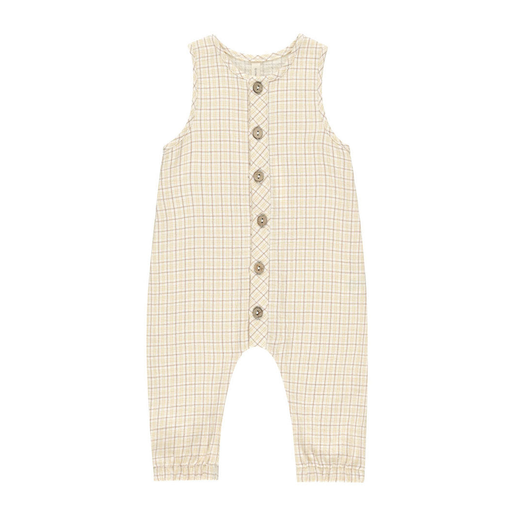 Quincy Mae Yellow Plaid Woven Jumpsuit