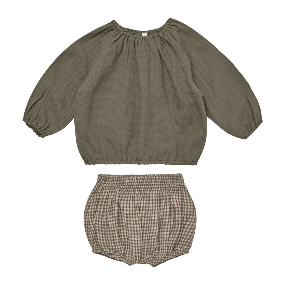 Quincy Mae Forest Cinch Long Sleeve Tee + Bloomer