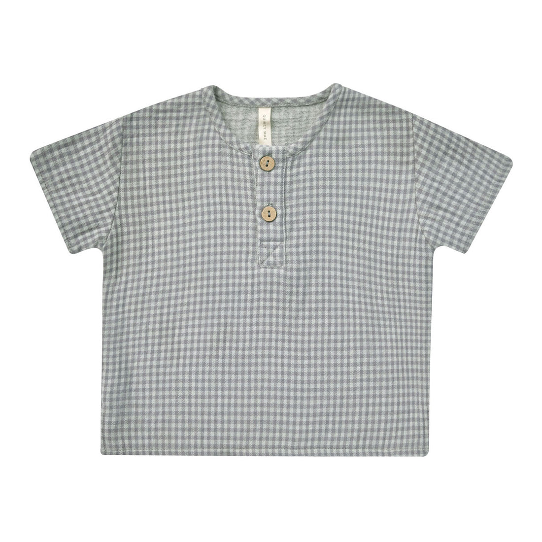 Quincy Mae Blue Gingham Henry Top