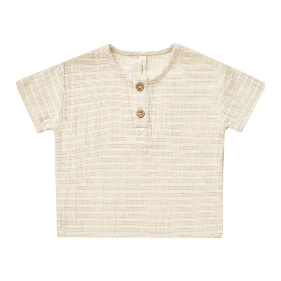 Quincy Mae Lemon Stripe Henry Top