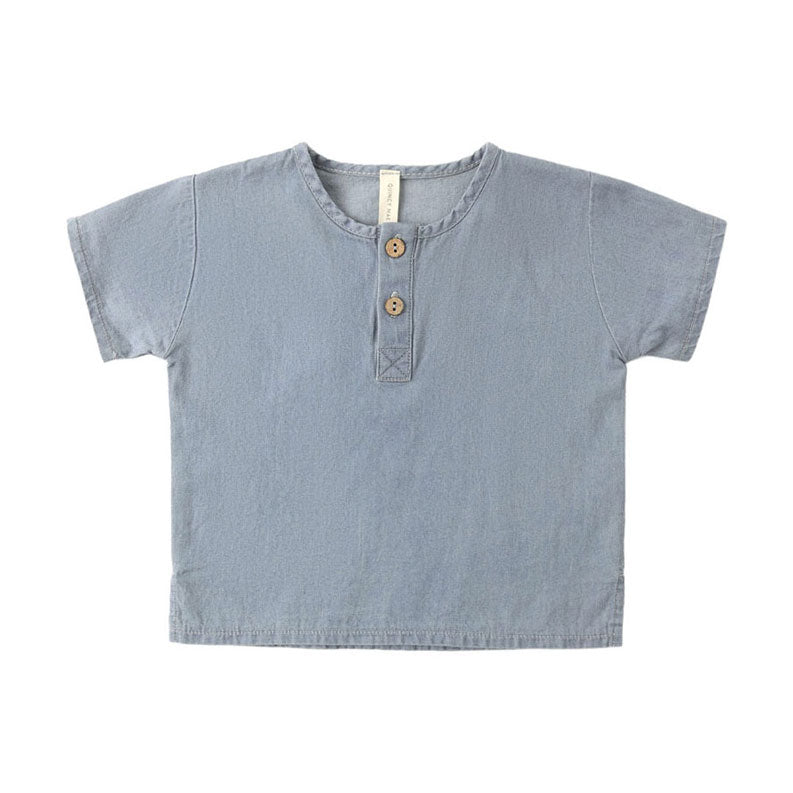 Quincy Mae Chambray Henry Top