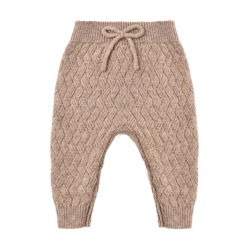 Quincy Mae Heathered Almond Knit Pant