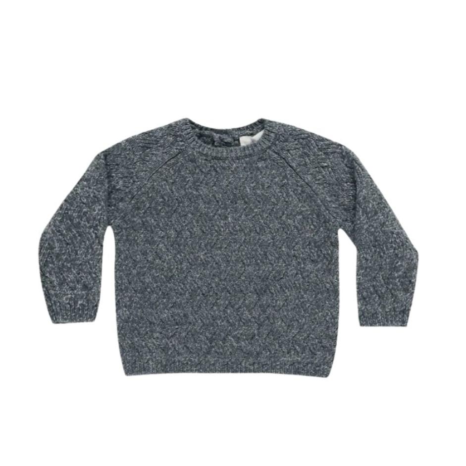 Quincy Mae Heathered Indigo Knit Sweater