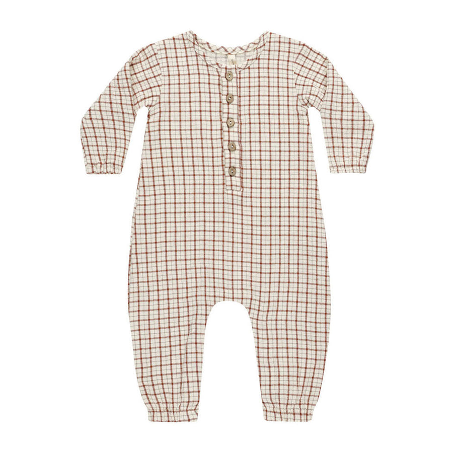 Quincy Mae Holiday Check Woven Jumpsuit