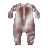 Quincy Mae Plum Gingham Woven Jumpsuit
