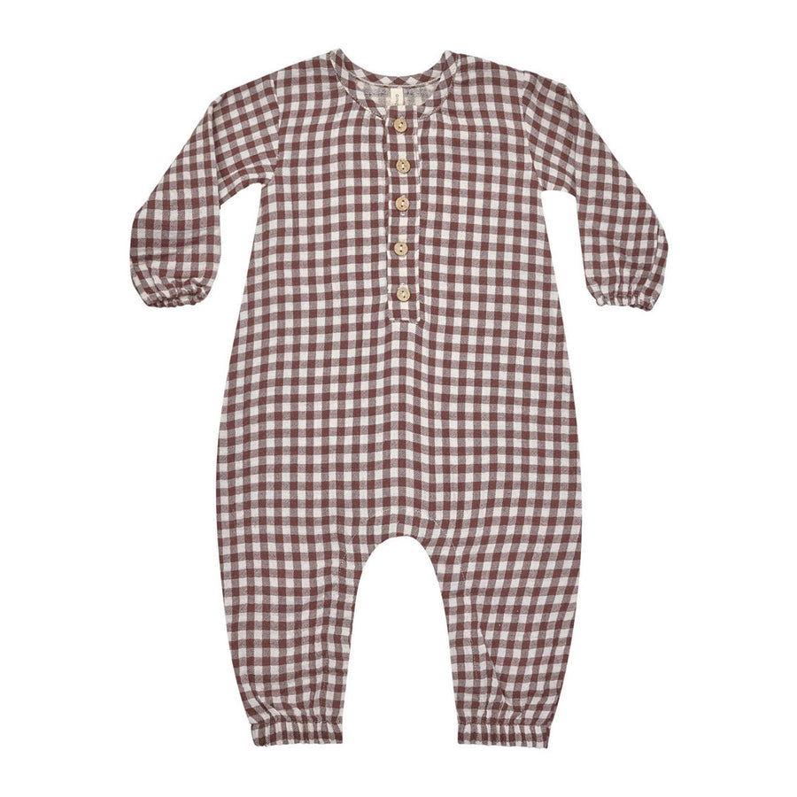 Quincy Mae Plum Gingham Woven Jumpsuit