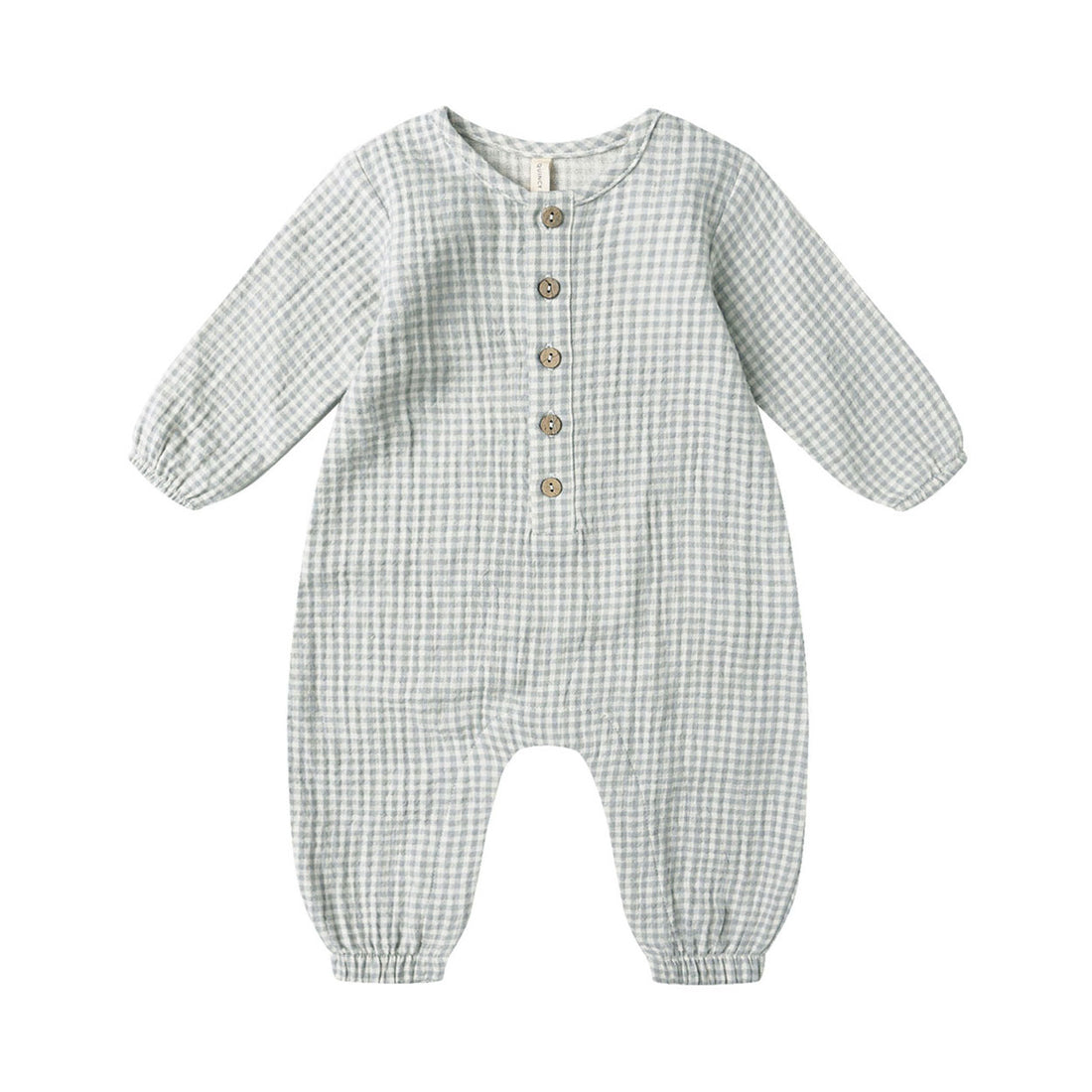 Quincy Mae Blue Gingham Woven Jumpsuit