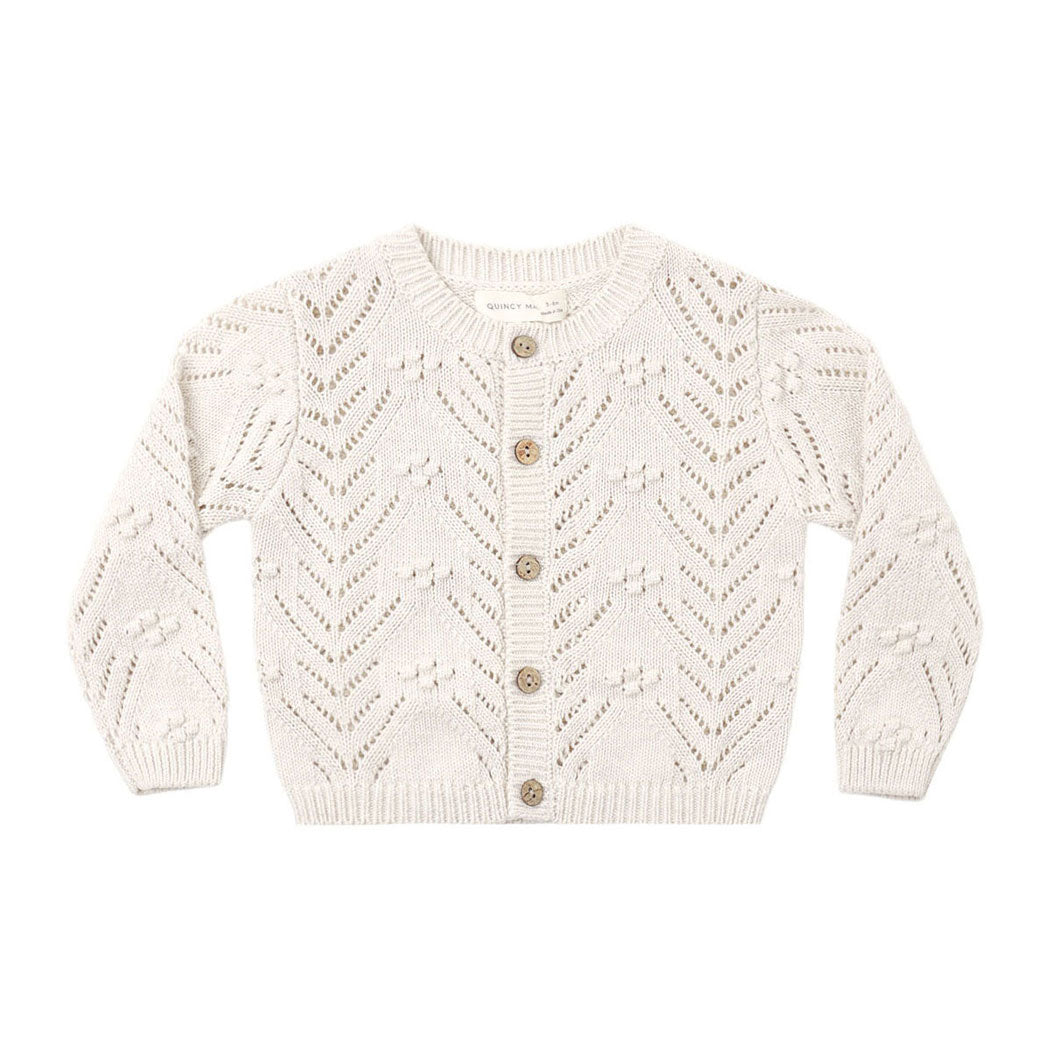 Quincy Mae Heathered Oatmeal Knit Cardigan