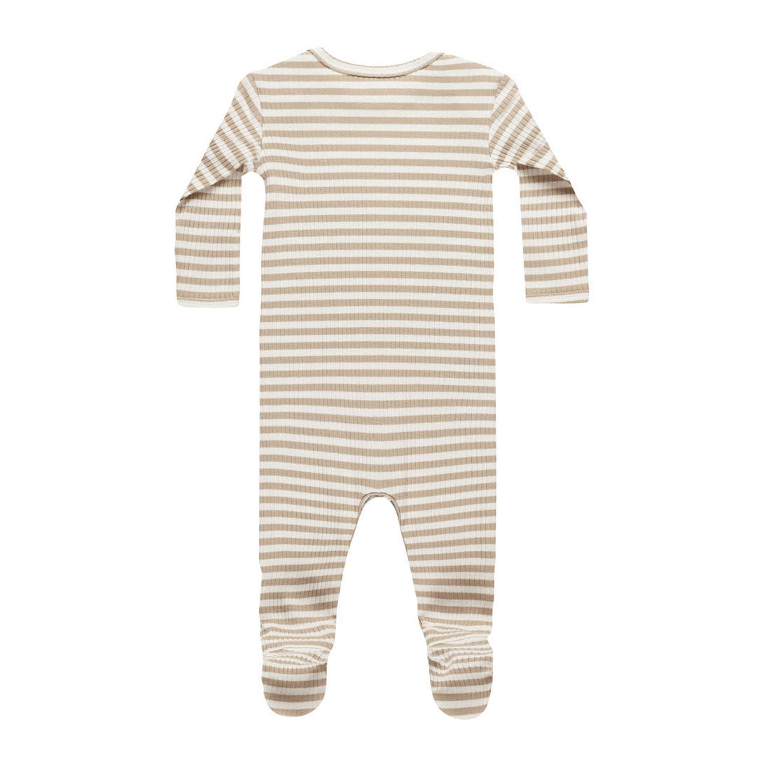 Quincy Mae Latte Stripe Ribbed Footie