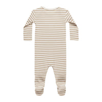 Quincy Mae Latte Stripe Ribbed Footie