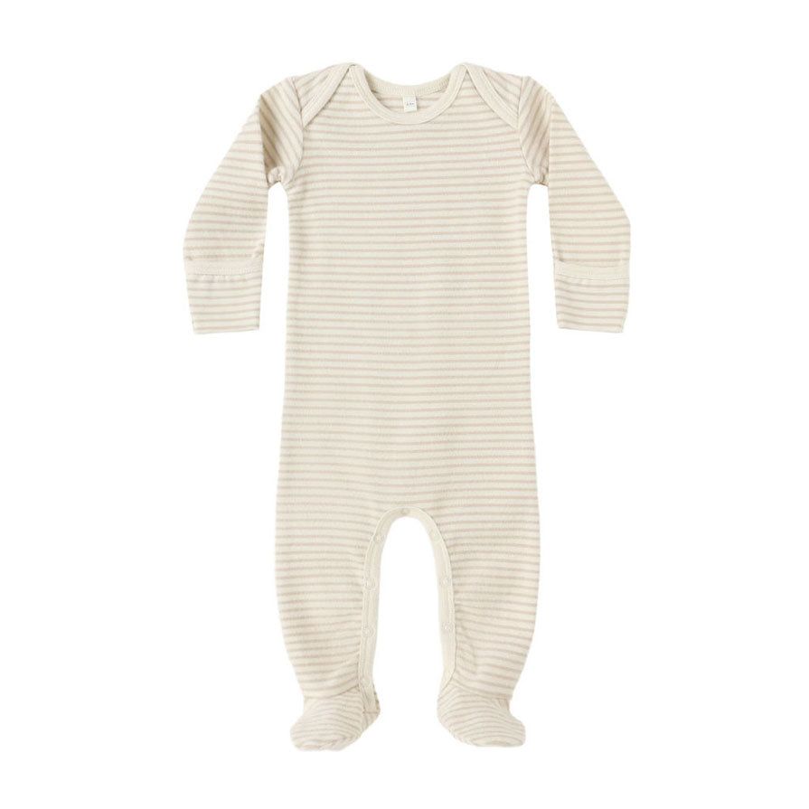 Quincy Mae Oat Micro Stripe Baby Footie