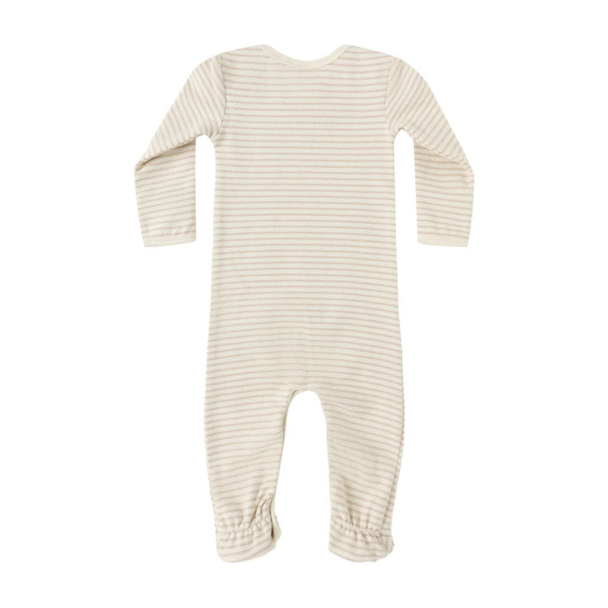 Quincy Mae Oat Micro Stripe Baby Footie