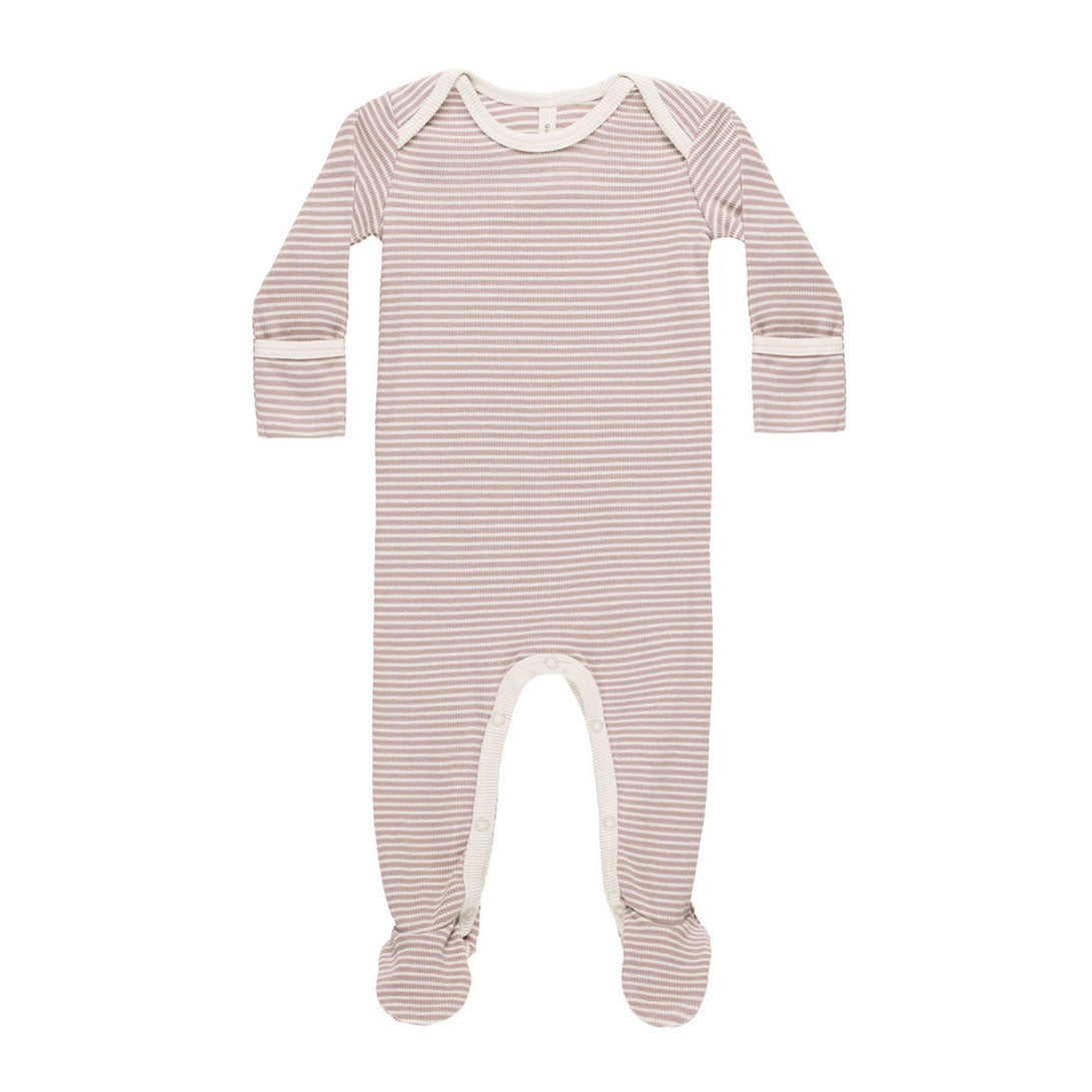 Quincy Mae Mauve Stripe Ribbed Footie