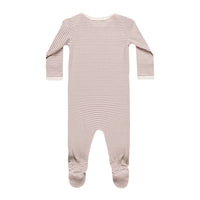 Quincy Mae Mauve Stripe Ribbed Footie