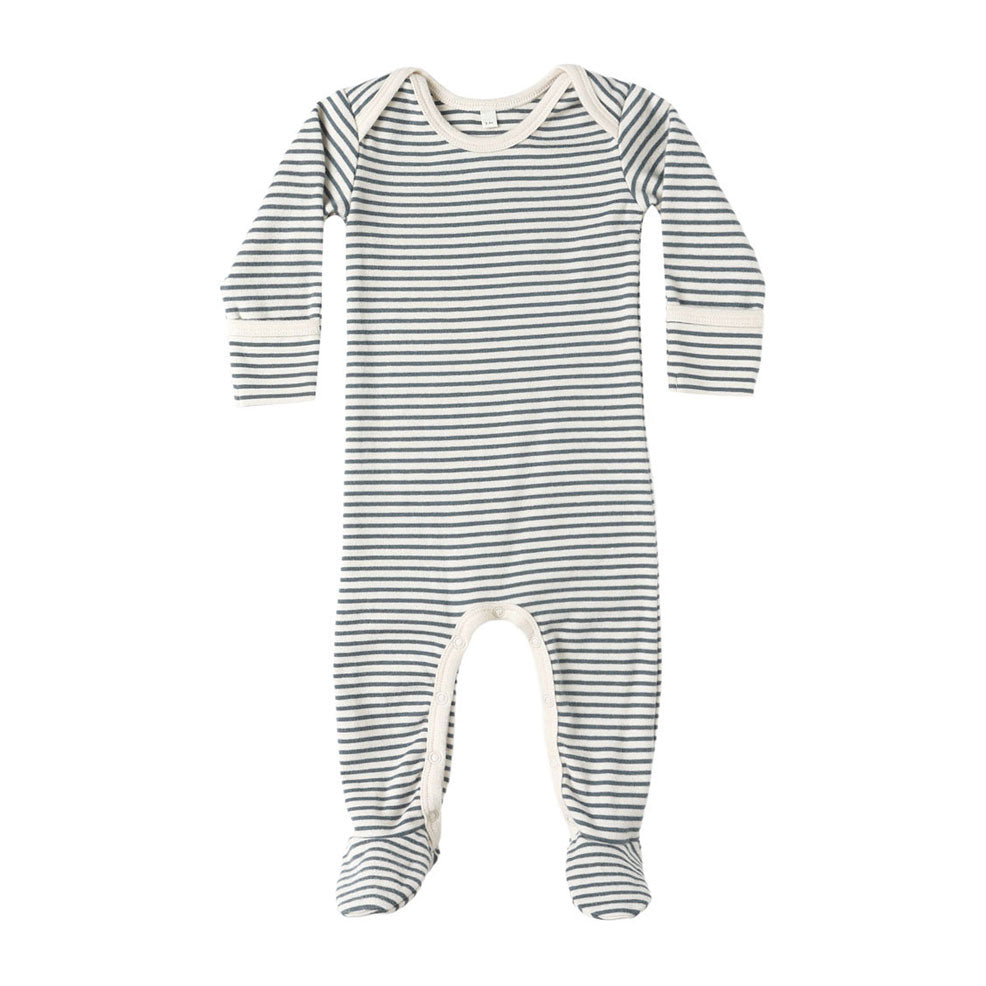 Quincy Mae Ocean Micro Stripe Baby Footie