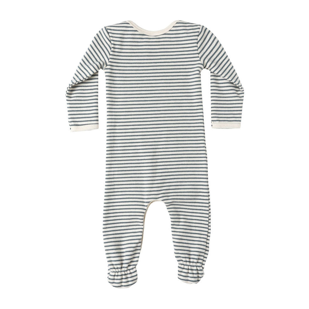 Quincy Mae Ocean Micro Stripe Baby Footie