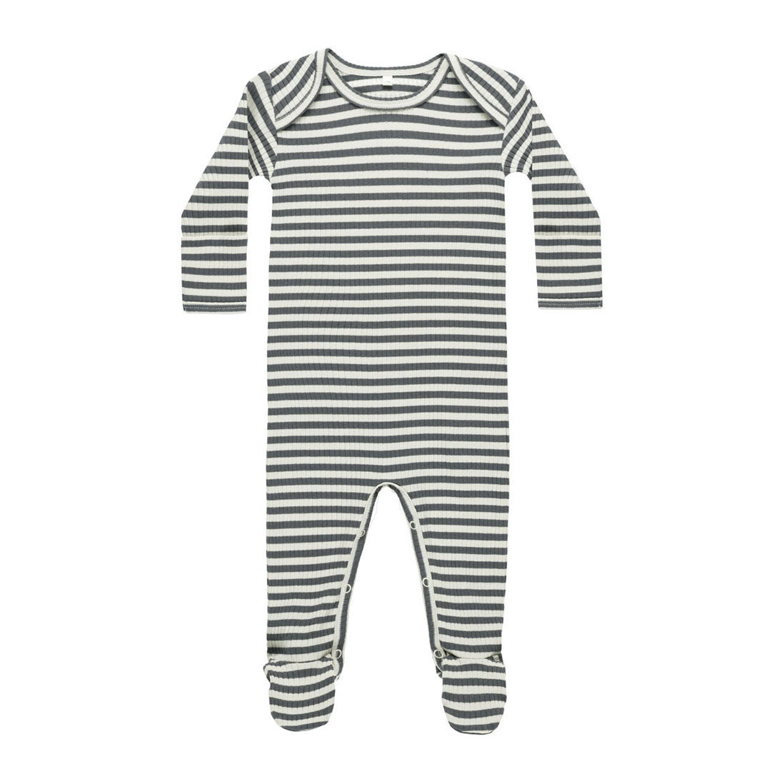 Quincy Mae Indigo Stripe Ribbed Footie