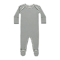 Quincy Mae Indigo Stripe Ribbed Footie