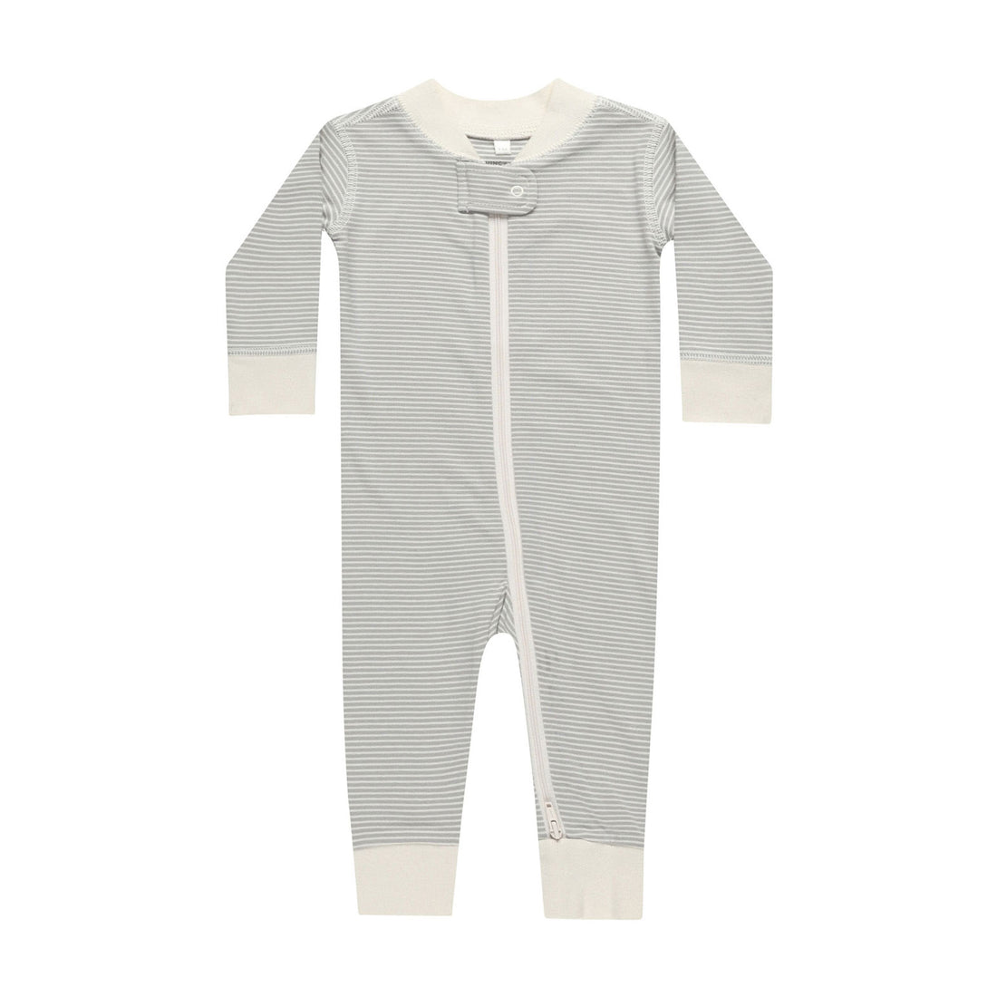Quincy Mae Blue Micro Stripe Zip Long Sleeve Sleeper