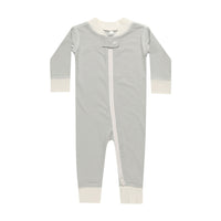 Quincy Mae Blue Micro Stripe Zip Long Sleeve Sleeper